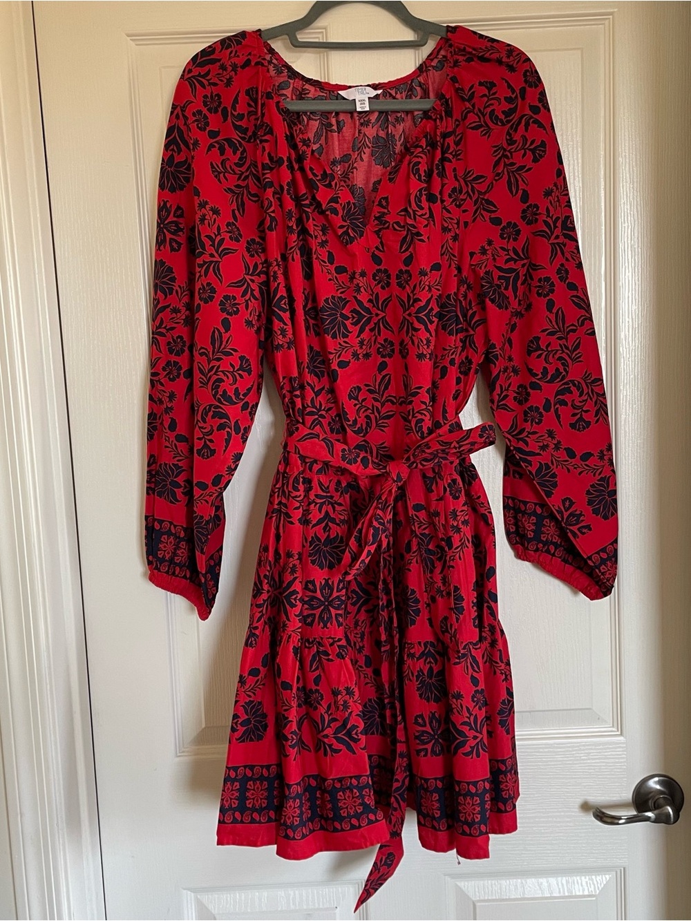 Time and Tru Red Floral Long-Sleeve Dress